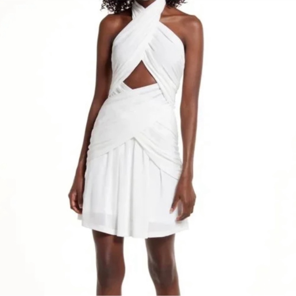 NWT MISHA - Callie Mini Ruched Halter Cut Out‎ Dress size 6 reg $298
